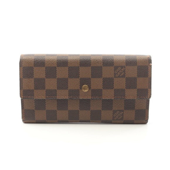 Louis Vuitton Porte Tresor Tri Long Wallet Leather Brown - Picture 1 of 7